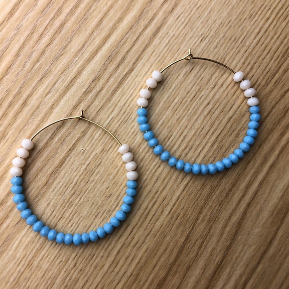Jewelry - NWOT Baby Blue Beaded Hoop Earrings